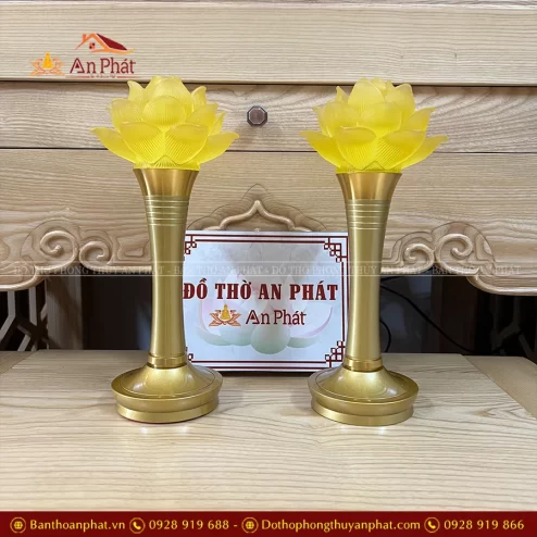 Đèn thờ hoa sen lưu ly bông nở cao cấp