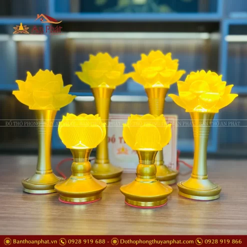 Đèn thờ cao cấp bông nở, bông cụp nhiều cỡ