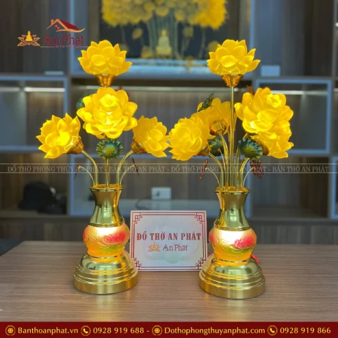 Đèn thờ điện hoa sen 5 bông bình ngọc DTD1455 An Phát