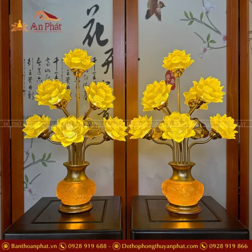 Đèn thờ điện hoa sen 9 bông cao cấp DTD1463 An Phát
