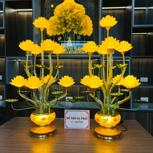 Đèn thờ điện hoa sen 9 bông cao cấp DTD1464 An Phát