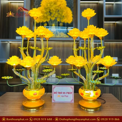 Đèn thờ điện hoa sen 9 bông cao cấp DTD1464 An Phát