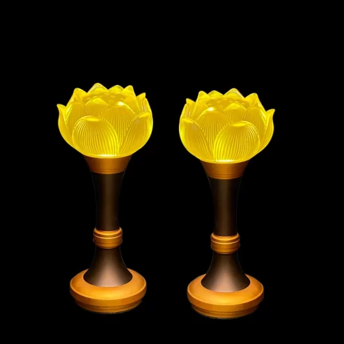 Đèn thờ điện hoa sen lưu ly bông cụp thân đồng DTD1441 An Phát