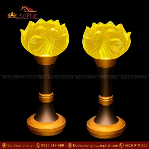 Đèn thờ điện hoa sen lưu ly bông cụp thân đồng DTD1441 An Phát