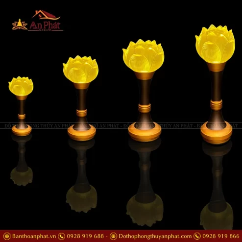 Đèn thờ hoa sen lưu ly nhiều cỡ