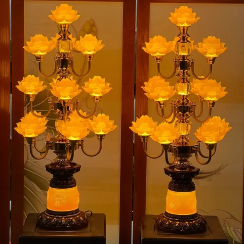 Đèn thờ điện hoa sen lưu ly nhiều bông DTD1494 An Phát