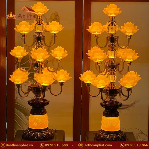 Đèn thờ điện hoa sen lưu ly nhiều bông DTD1494 An Phát