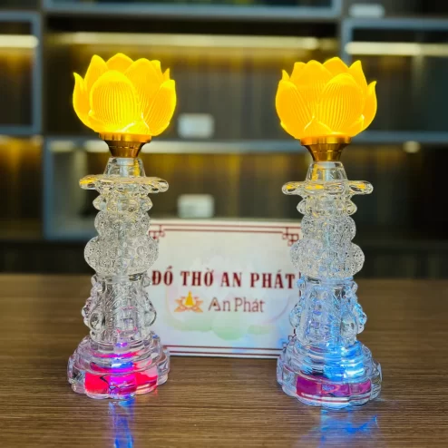 Đèn thờ điện lưu ly 1 bông hoa sen nhiều kiểu DTD1479 An Phát