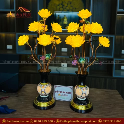 Đèn thờ hoa sen lưu ly nhập khẩu Đài Loan