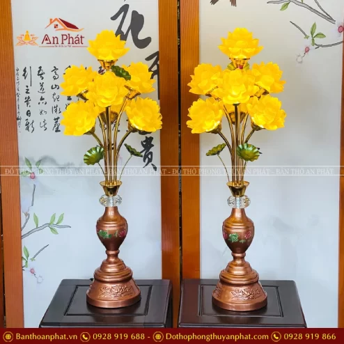 Đèn thờ điện lưu ly 7 bông hoa sen DTD1485 An Phát