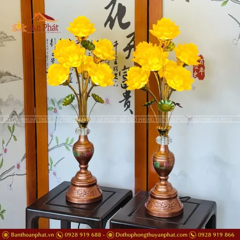 Đèn thờ cao cấp lưu ly hoa sen