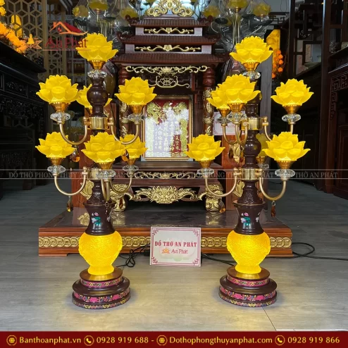 Đèn thờ điện lưu ly 7 bông hoa sen nở rộ DTD1459 An Phát