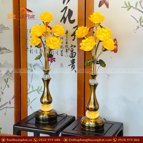 Đèn thờ cao cấp lưu ly hoa sen