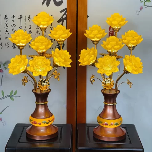 Đèn thờ điện lưu ly bình ngọc lùn 7 bông DTD1486 An Phát