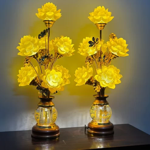 Đèn thờ điện lưu ly bình pha lê 7 bông DTD1487 An Phát