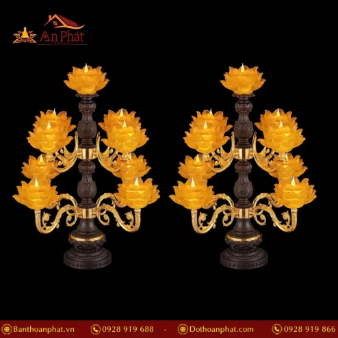 Đèn thờ điện lưu ly đế đồng mắc áo DTD1501 An Phát