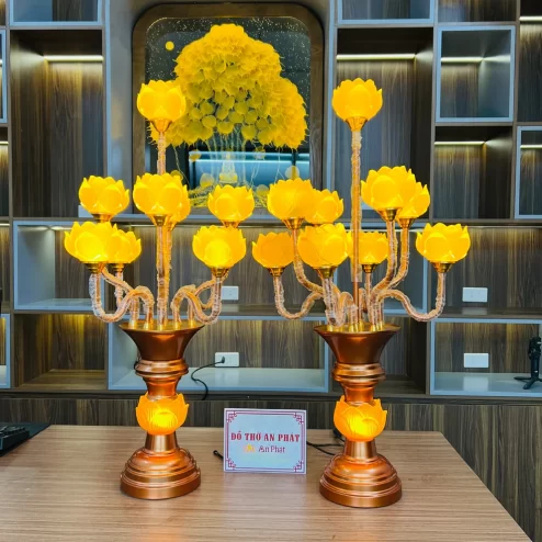 Đèn thờ điện lưu ly hoa sen cao cấp DTD1458 An Phát
