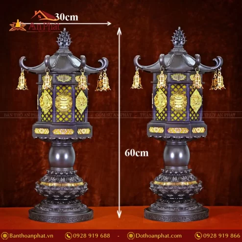 Đèn thờ điện tám cát tường hợp kim đồng DTD1433 An Phát