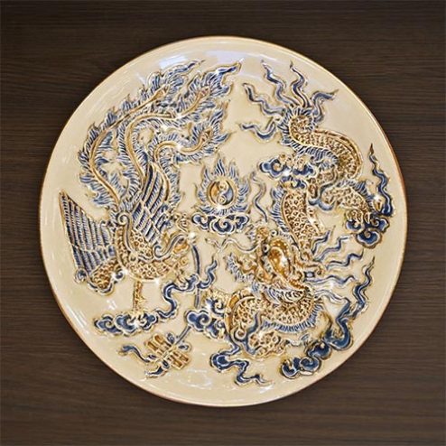 Mâm Bồng Thờ Hoàng Tộc Đắp Nổi Rồng Vẽ Vàng DT695