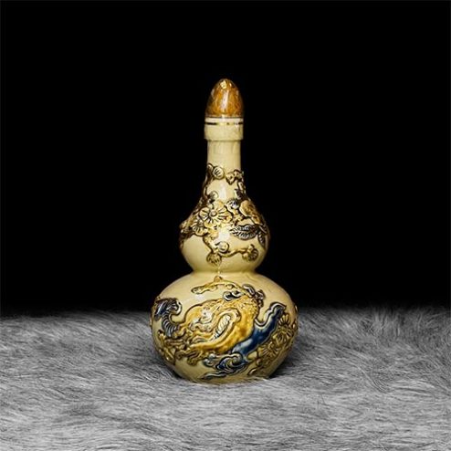 Nậm Rượu Gốm Hoàng Thổ Vẽ Vàng Cao Cấp DT652