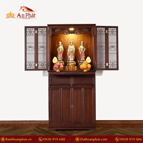 Tủ thờ nhập khẩu có cửa màu nâu đỏ BT8709 An Phát
