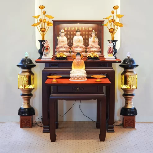 Bàn thờ gỗ Cẩm cổ điển màu nâu đỏ BT8717 An Phát