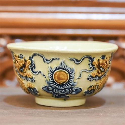 Bát Thờ Cúng Hoàng Thổ Đắp Nổi Bát Tràng DT840