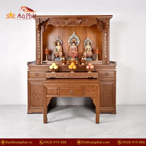 Trang Chủ 84 Khám thờ có khắc kinh Phật màu nguyên bản BT8728 An Phát