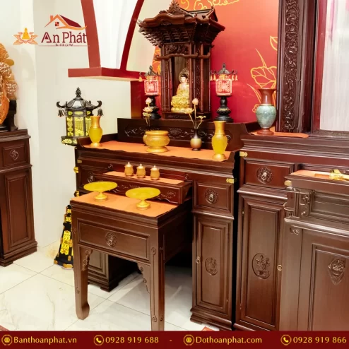 Khám thờ Phật và gia tiên Gỗ Trắc cao cấp