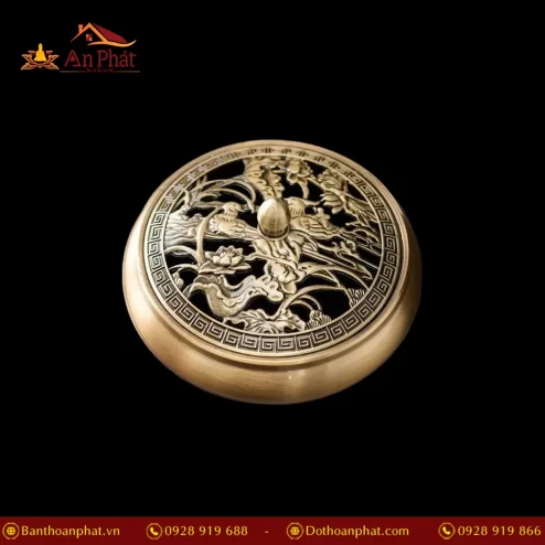 Lư Xông Trầm Bằng Đồng Nắp Hồ Sen Vịt PK9527 An Phát