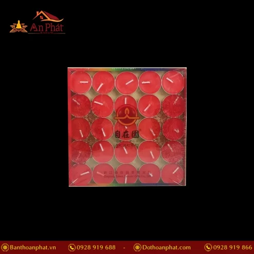 Nến Bơ Thờ Cúc Vỏ Bạc 3 Giờ màu Đỏ DN9326 An Phát