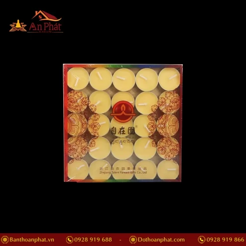 Nến Bơ Thờ Cúc Vỏ Bạc 3 Giờ màu Vàng DN9325 An Phát