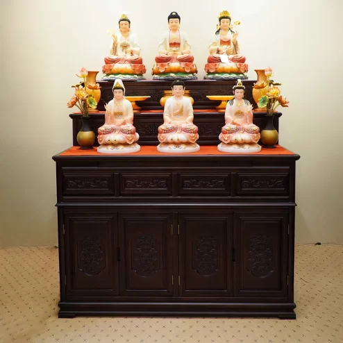 Tủ thờ tam cấp Bát bảo Kiết tường màu óc chó BT8721 An Phát