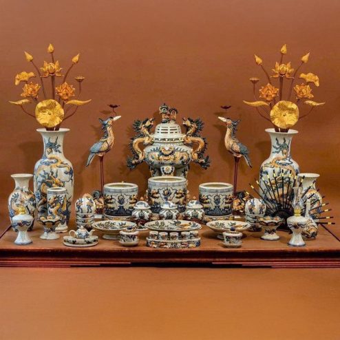 Bộ Đồ Thờ Từ Đường Cao Cấp Gốm Sứ Bát Tràng Đầy Đủ BDT168