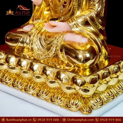 Tuong Bon Su Thich Ca Mau Ni Da Thach Anh Dat Vang Toa Dai Sen T2304 7