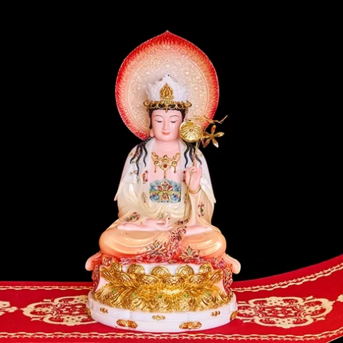 Tượng Đại Thế Chí Tọa Đài Sen Cam Loang Dát Vàng T2327