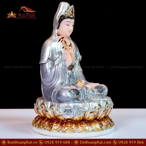 Tượng Phật Bà Quan Âm ngồi bằng đá đẹp