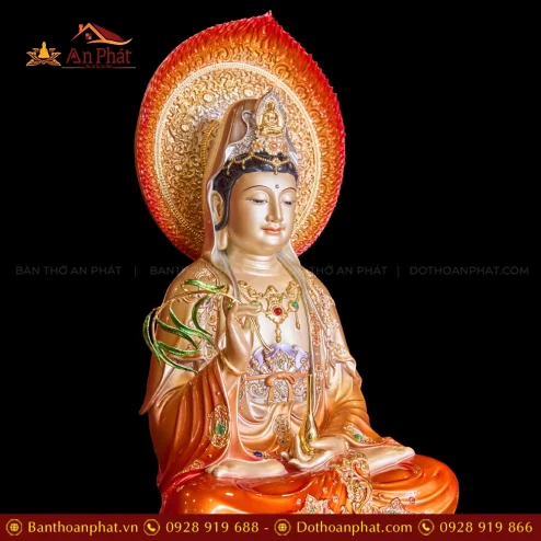 Tượng Phật Bà Quan Âm ngồi bằng đá đẹp