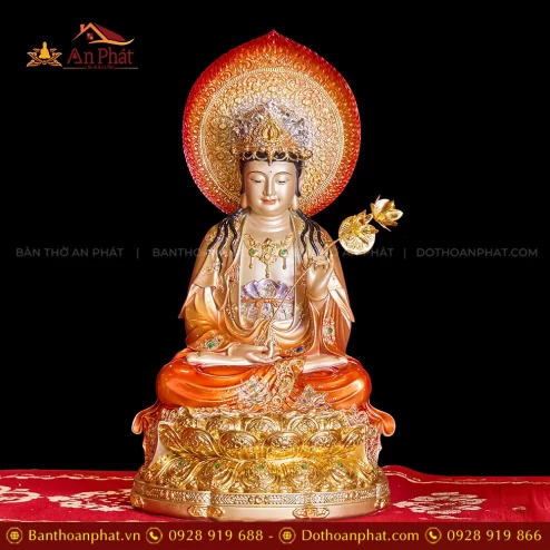 Tượng Đại Thế Chí Bồ Tát ngồi đẹp bằng đá