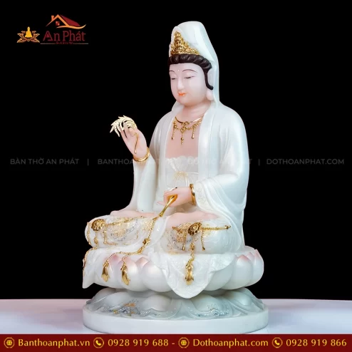 Tượng Phật Bà Quan Âm ngồi bằng đá đẹp