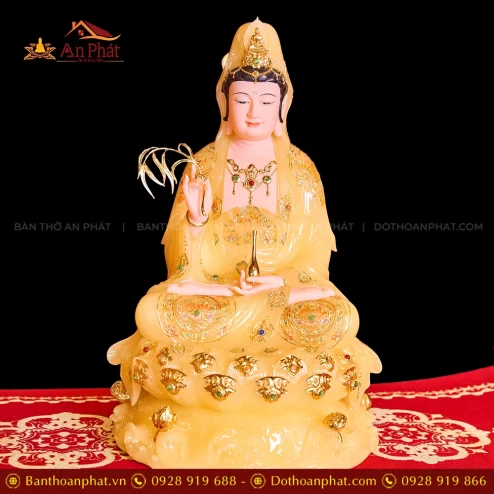 Tượng Phật Bà Quan Âm ngồi bằng đá đẹp