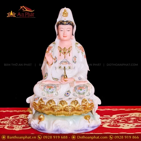 Tượng Phật Bà Quan Âm ngồi bằng đá đẹp