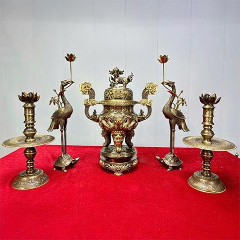 Bộ Ngũ Sự Đồng Mẫu Cuốn Thư Chữ Phúc Lộc Thọ Khang Ninh DT1089