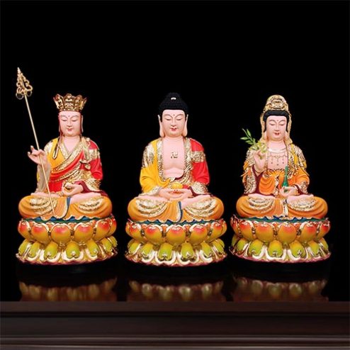 Bộ Tượng Ta Bà Tam Thánh Ngồi Composite Nhập Khẩu T2358