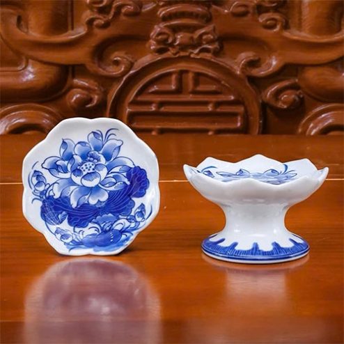 Chân Nến Men Lam Sứ Bát Tràng DT1025