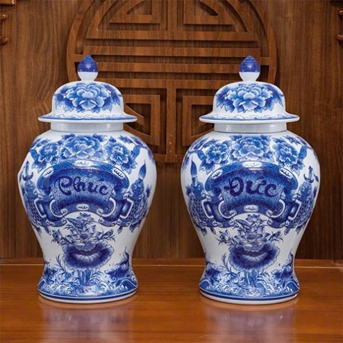 Choé Phúc Đức Men Lam Cao Cấp Gốm Sứ Bát Tràng DT1001