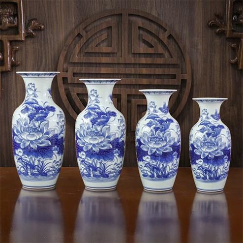 Lọ Hoa Men Lam Mẫu Dáng Lộc Bình Mẫu Hoa Sen Sứ Bát Tràng DT1028