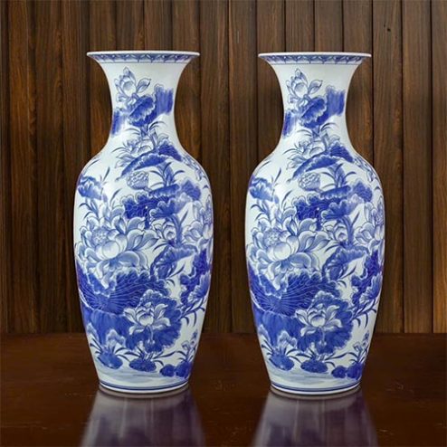 Lọ Lộc Bình Men Lam Hoa Sen Sứ Bát Tràng Mẫu Mới Cao Cấp DT1029