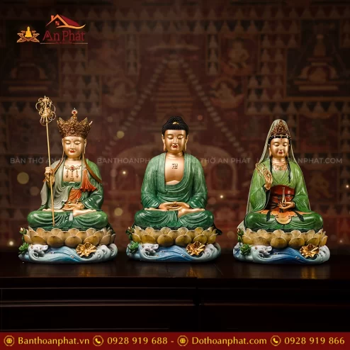 Tôn Tượng Ta Bà Tam Thánh Ngọc Thạch Phủ Đồng Lục Bảo Vân T2426