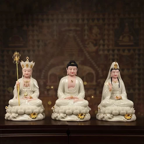 Tôn Tượng Ta Bà Tam Thánh Thạch Anh Men Xanh Ngọc Bảo T2423